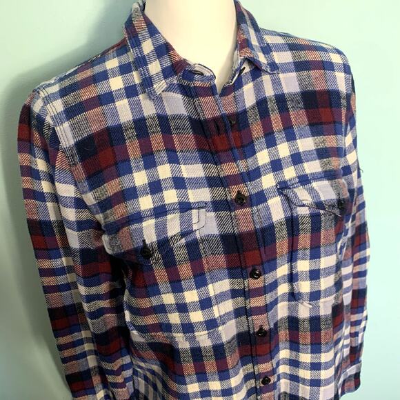 J. Crew Blue and Red Plaid Button Down Size 6 - Picture 7 of 8